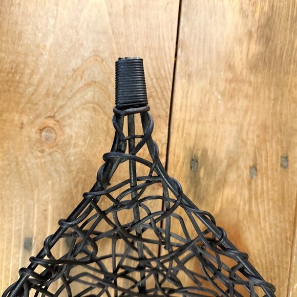 Mid Century Rattan Woven Basket Metal Leaf Brown - Picture 4 of 7